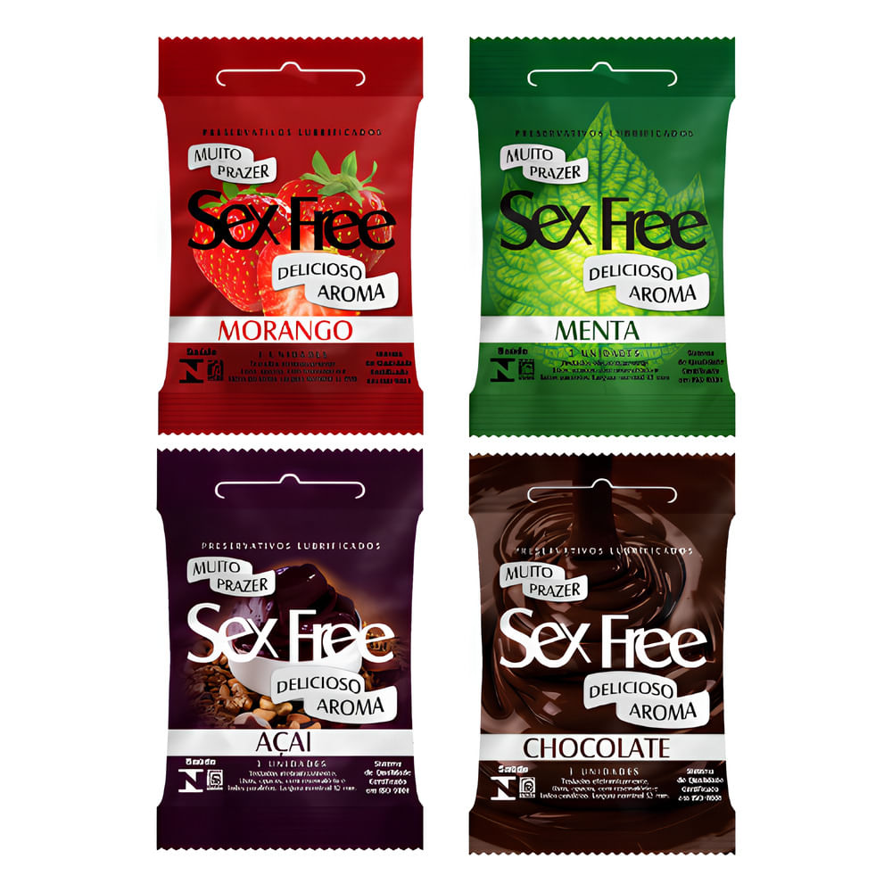 Kit Com 4 Preservativos Sex Free Delicioso Aroma De 3und