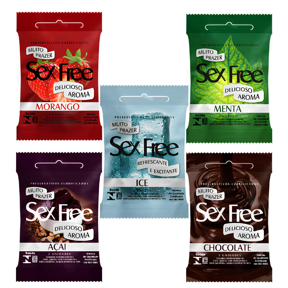 Kit Com 5 Preservativos Sex Free Delicioso Aroma De 3und