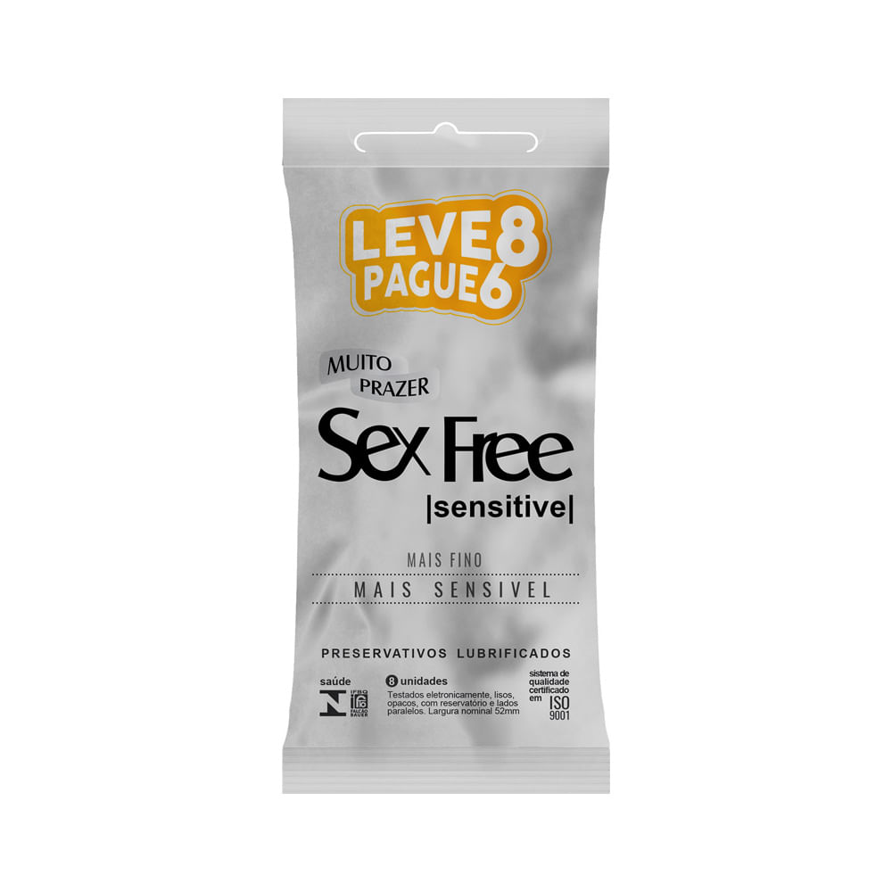 Preservativo Sex Free Sensitive Mais Fino 8 Unidades