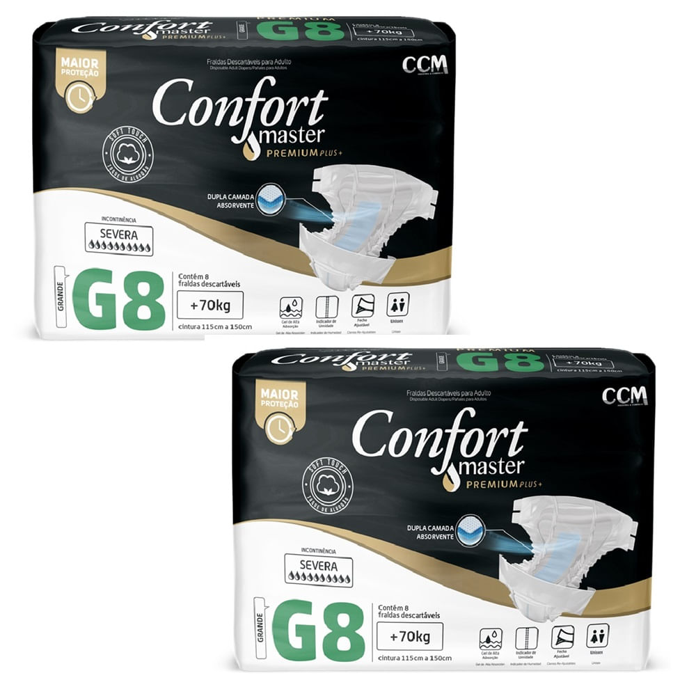 Kit 2 Fraldas Geriátricas Adultos Confort Premium Regular G