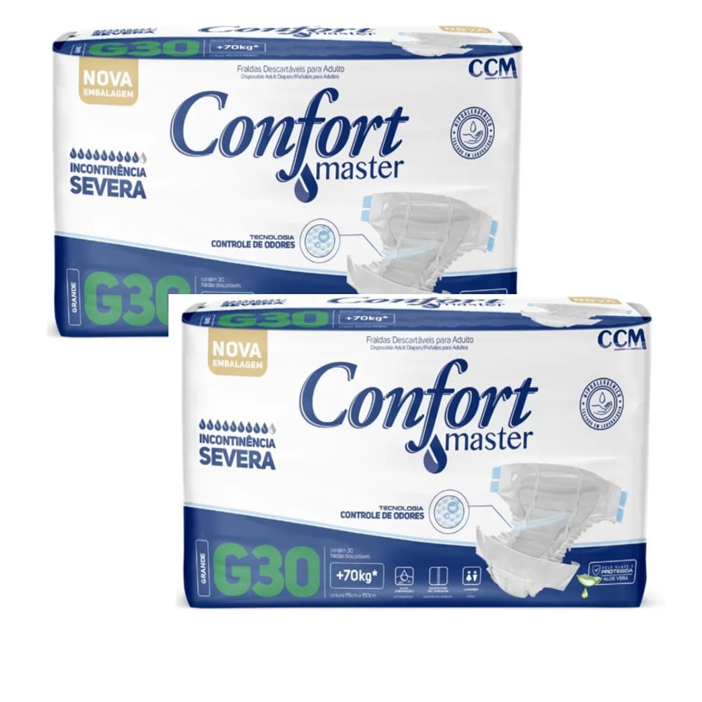 Kit 2 Fraldas Geriátricas Adultos Confort Master Econômica G