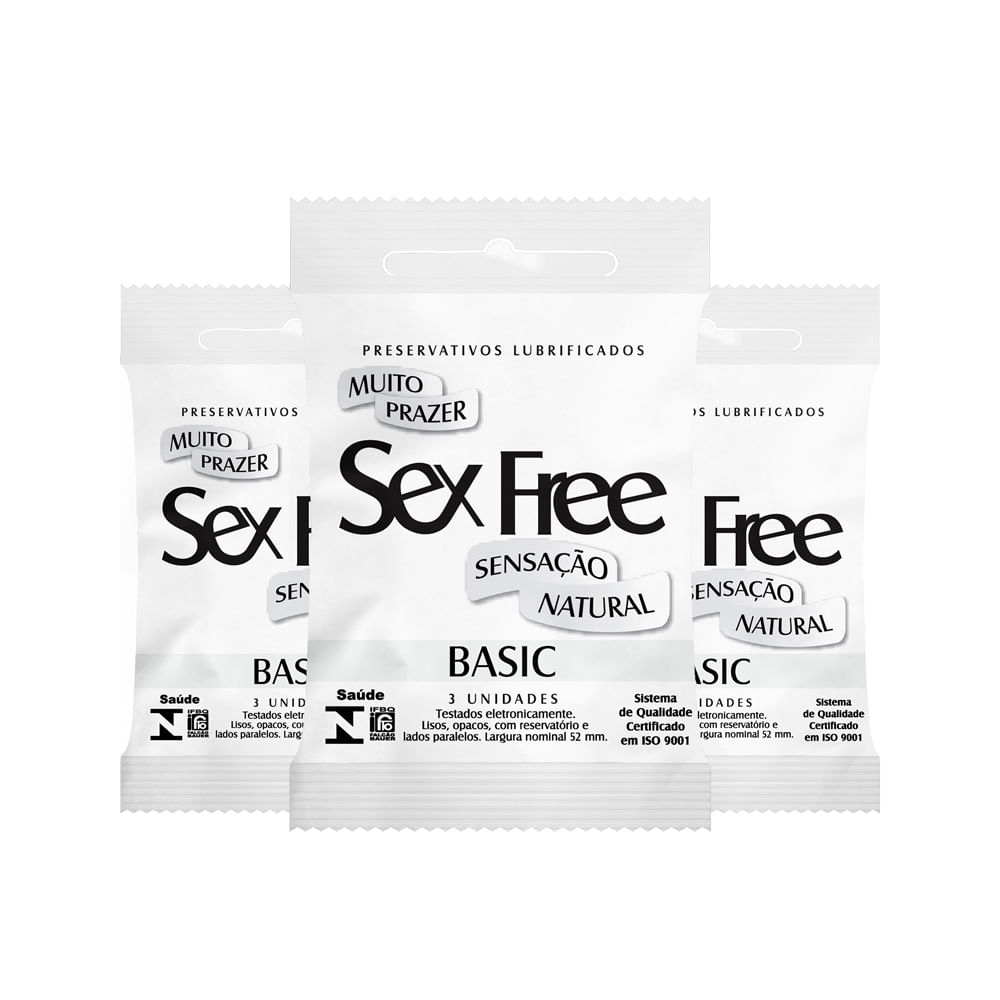 Kit 3 Preservativos 3 Unidades Basic Sex Free