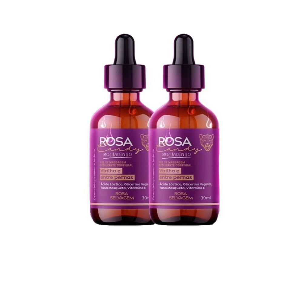 Kit 2 Sérum de Massagem Molhadinho Rosa Candy Rosa Selvagem