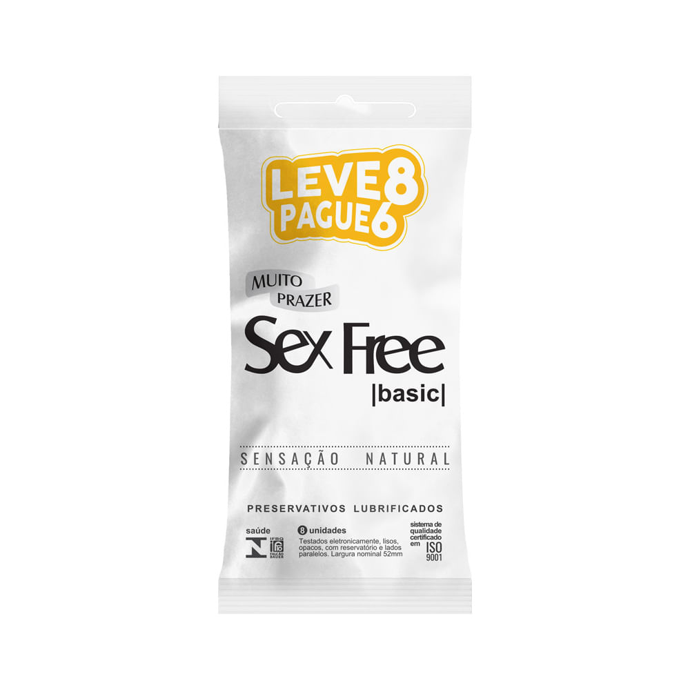 Preservativo Sex Free Basic Lubrificado 8 Unidades