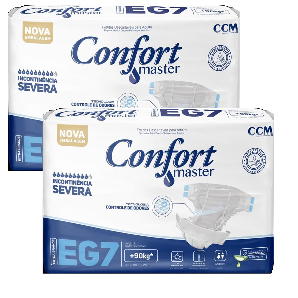 Kit 2 Fraldas Geriátricas Confort Master Regular Extra G 7un