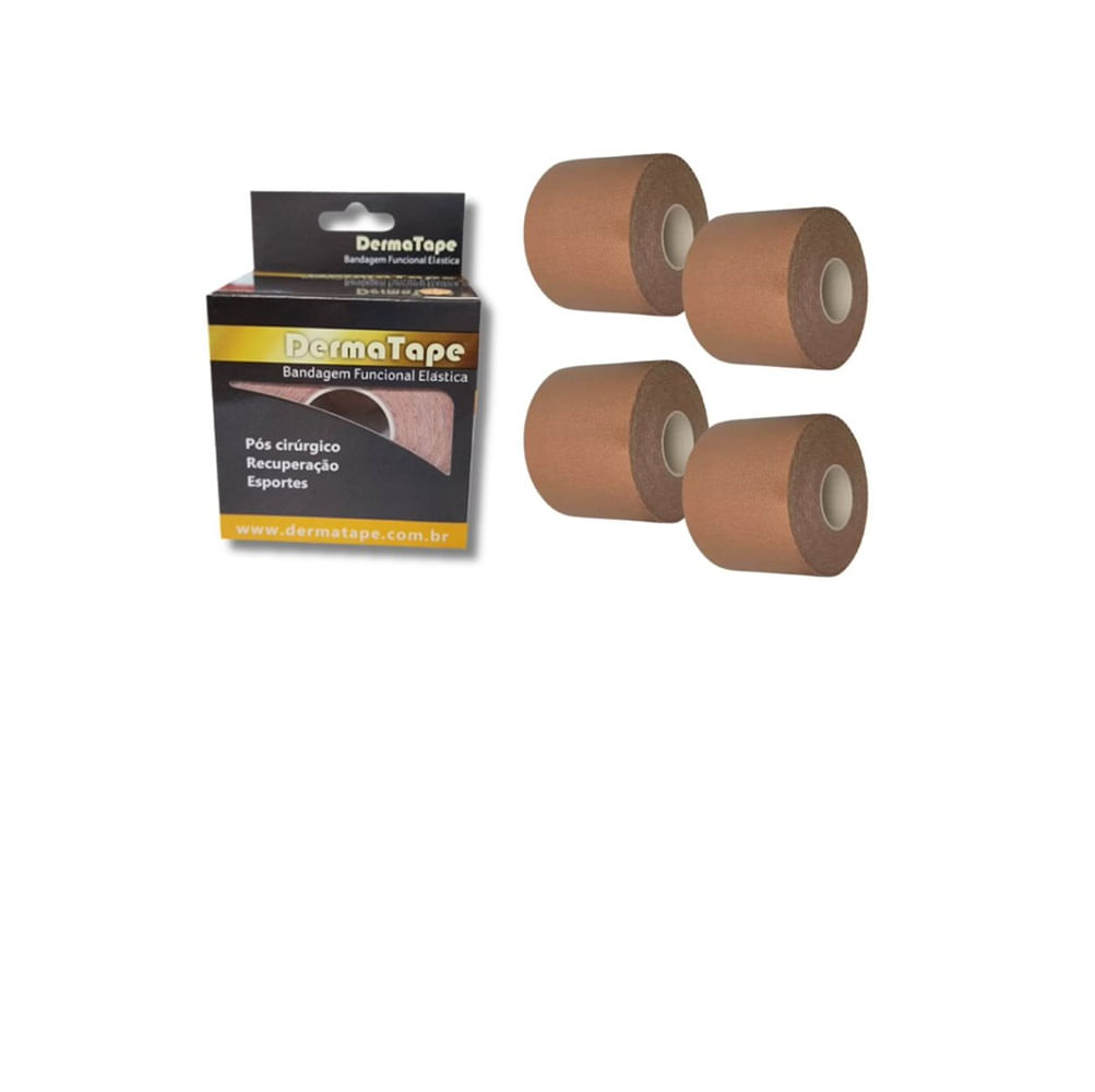 Kit 4 Bandagem Funcional Elástica Derma Tape Bioland Bege