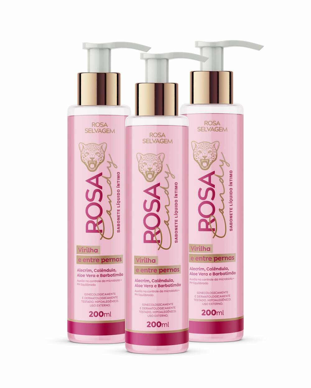 Kit 3 Unidades Do Sabonete Líquido Íntimo Rosa Candy 200ml
