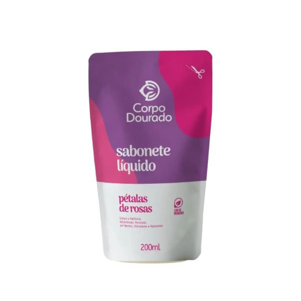 Sabonete Líquido Corpo Dourado Pouch 200ml Petalas De Rosa
