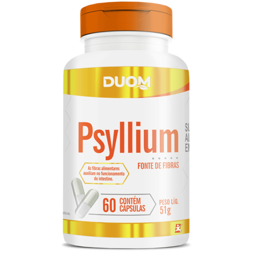PSYLLIUM FIBRA ALIMENTAR FUNCIONAMENTO DO INTESTINO DUOM 60 CÁPSULAS