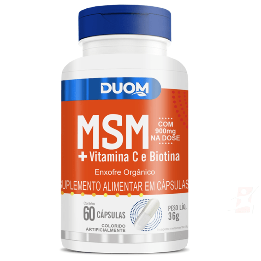 MSM ENXOFRE ORGANICO + VITAMINA C BIOTINA DUOM 60 CÁPSULAS