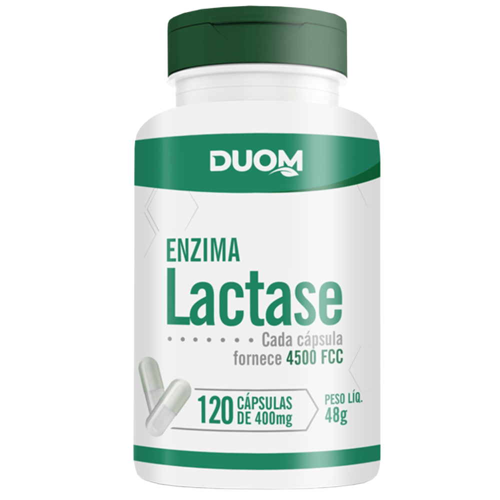 ENZIMA LACTASE 4500 FCC INTOLERÂNCIA LACTOSE DUOM 120 CÁPSULAS