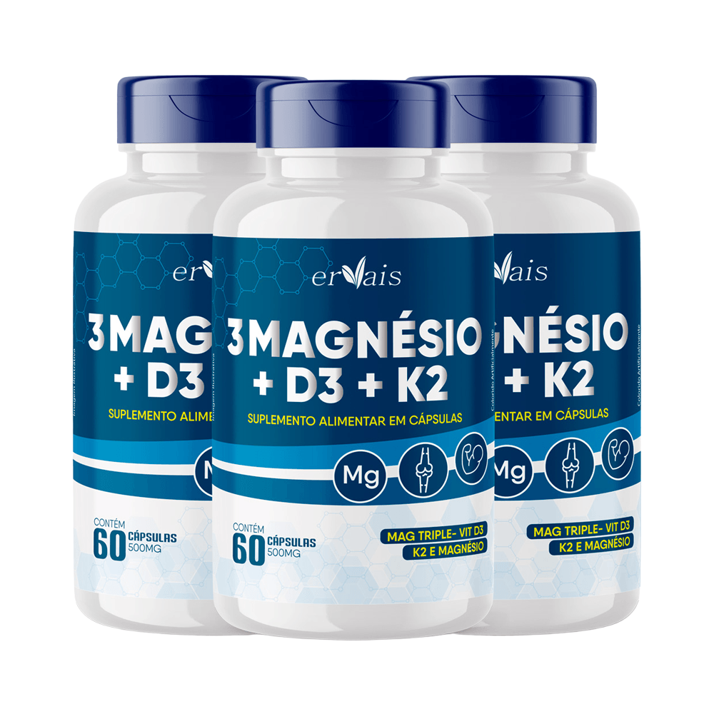 3 Magnésio Malato Taurato Bisglicinato D3 K2 Magtriple Mk-7 Menoquinona 3 Frascos