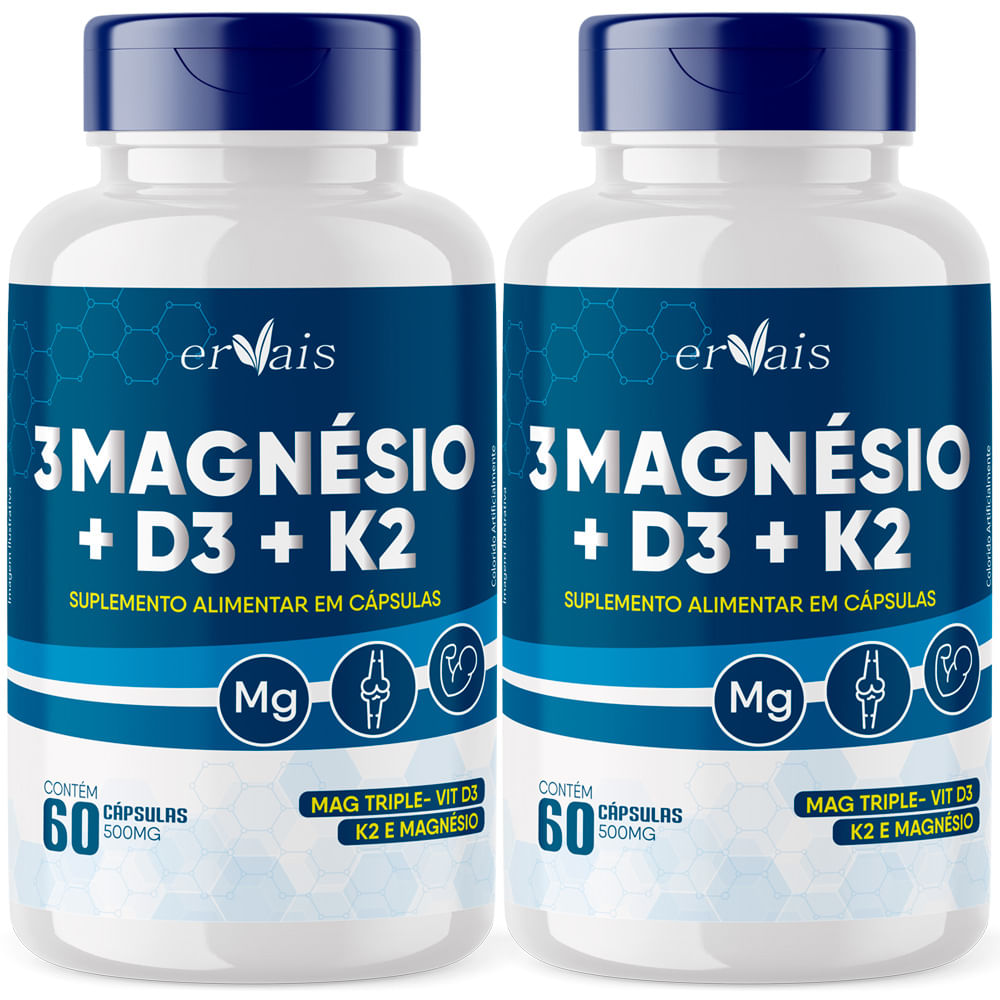 3 Magnésio Malato Taurato Bisglicinato D3 K2 Magtriple Mk-7 Menoquinona 2 Frascos
