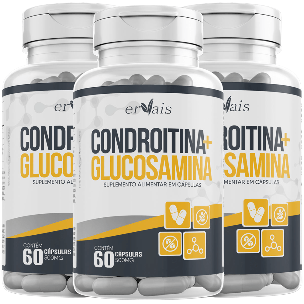 Condroitina + Glucosamina Concentrado 3 Frascos 180 cápsulas
