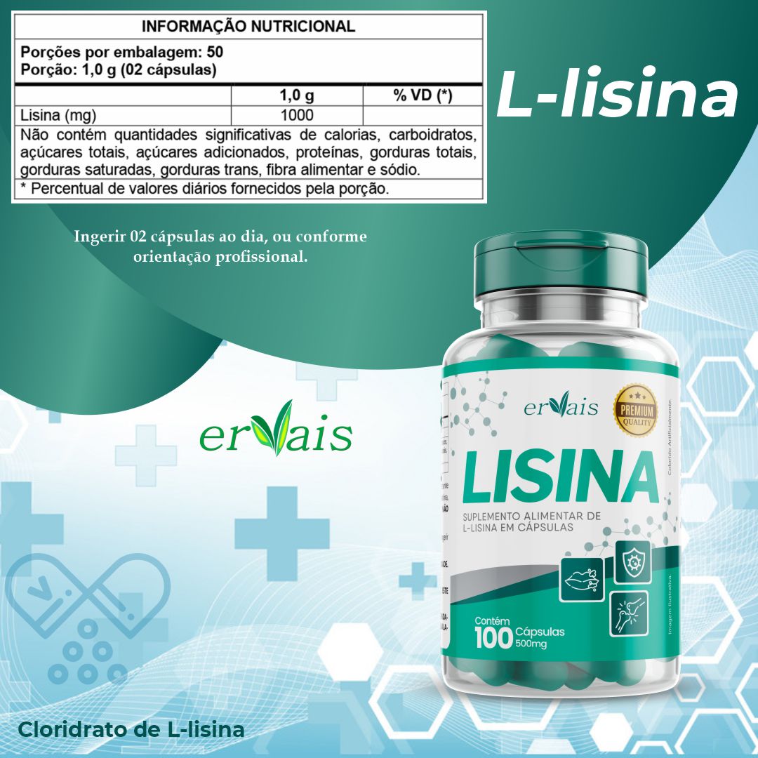 Lisina cápsulas Concentrada 2 Frascos 100 cápsulas cada