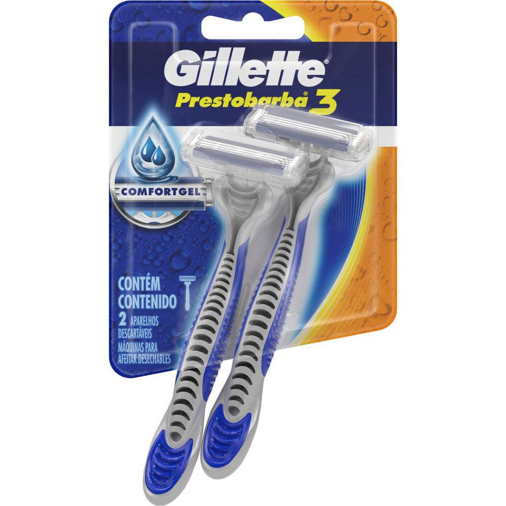 Barbeador Gillette Prestobarba 3 Comfortgel 2 unidades