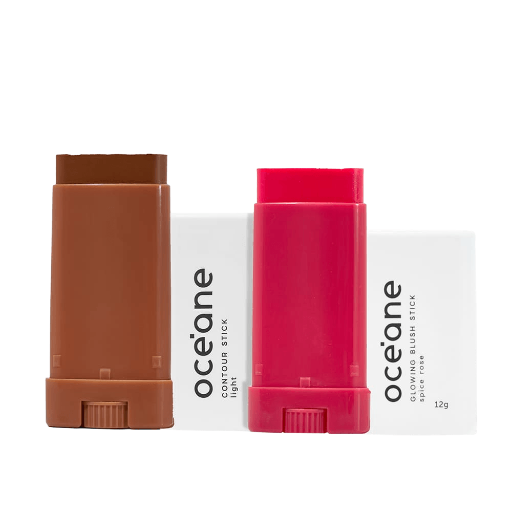 Kit Blush em Bastão Rosa Contorno em Bastão Claro Océane Limited