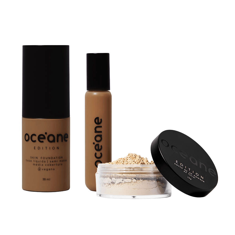 Kit Base Líquida 420t + Corretivo Líquido Tan + Pó Solto Océane Edition