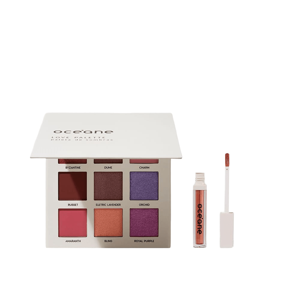 Kit Paleta De Sombras Love + Sombra Liquida Pessego Oceane Limited