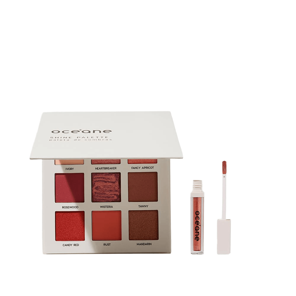 Kit Paleta De Sombras Shine + Sombra Liquida Pessego Oceane Limited
