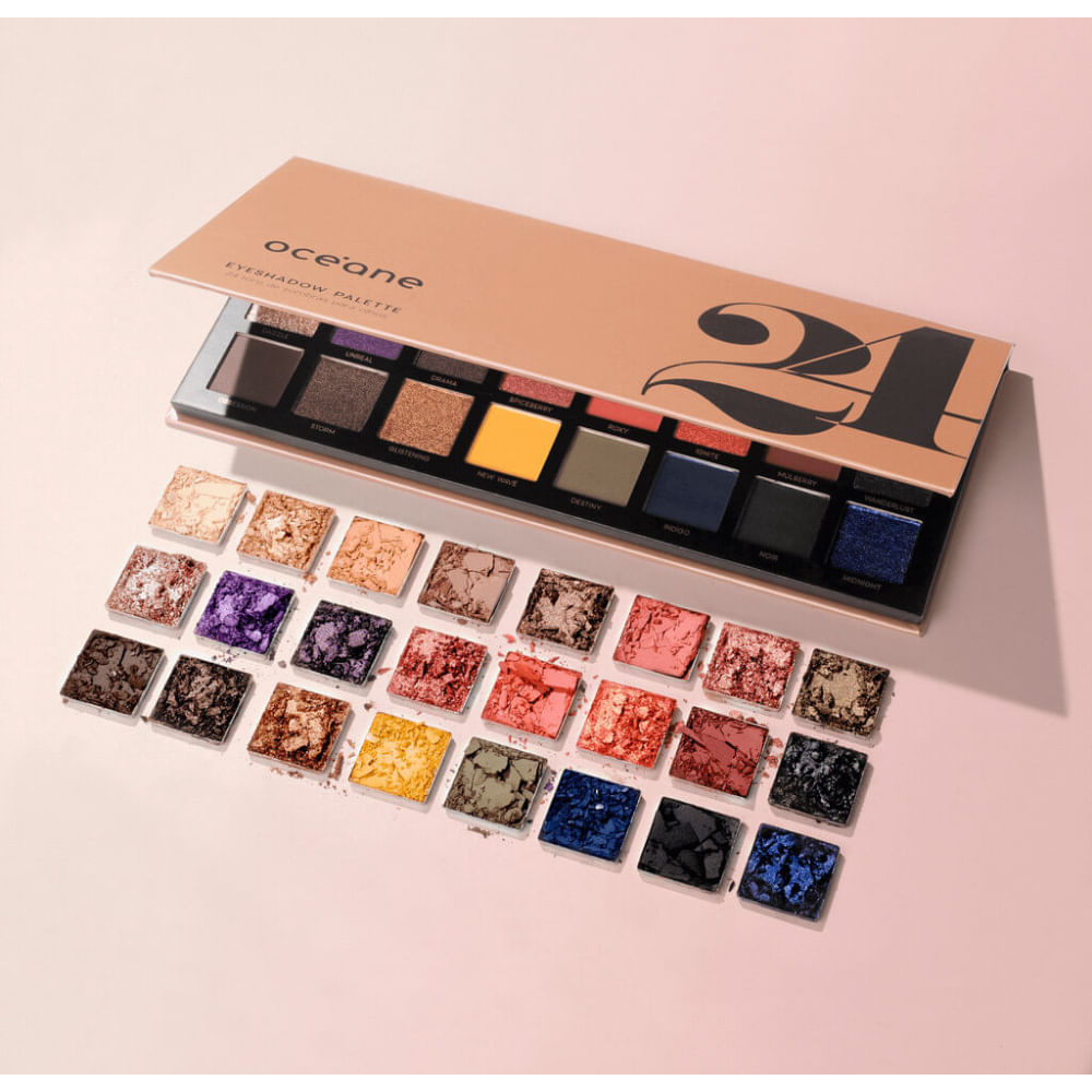 Kit Paleta de Sombras 24 Cores + Esponja de Maquiagem Flat Drop Edition