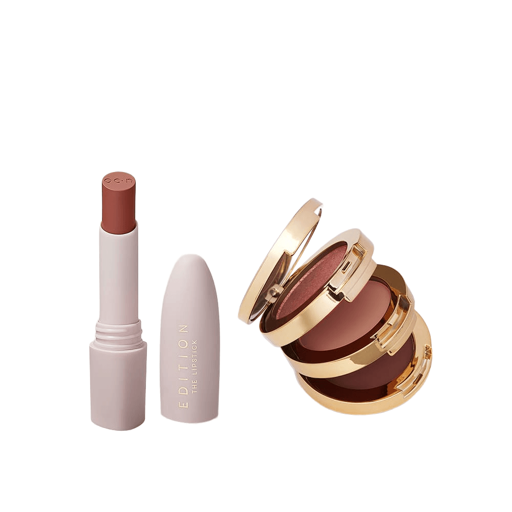 Kit Trio De Sombras 3 To Go Pallete Glare + Batom Nude Cremoso