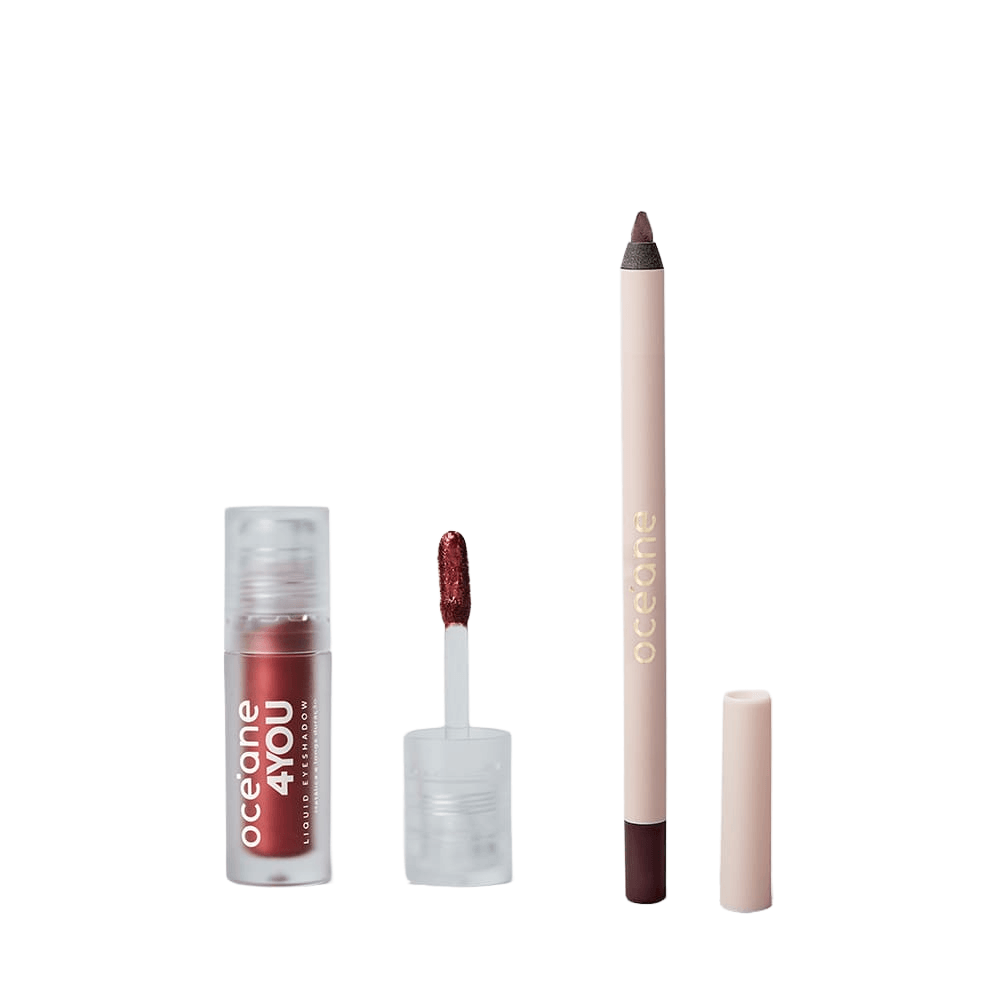 Kit Lápis para Olhos Bordô + Sombra Líquida Vermelha
