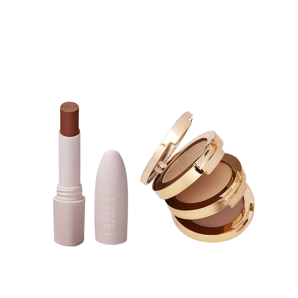 Kit Trio de Sombras 3 To Go Pallete Blast + Batom Marrom Cremoso