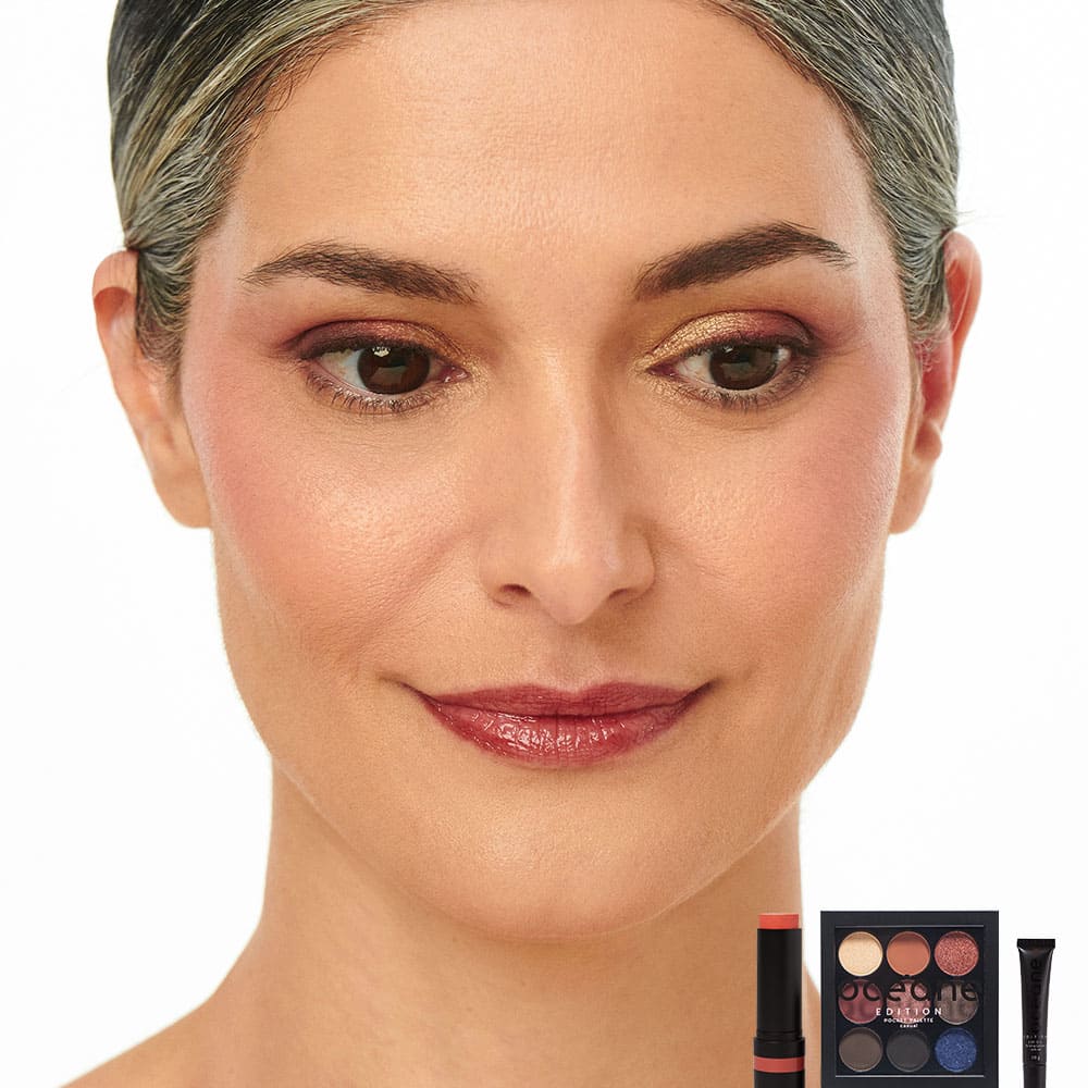 Kit Paleta de Sombras + Blush em Bastão + Lip Oil Cocoa Océane Edition