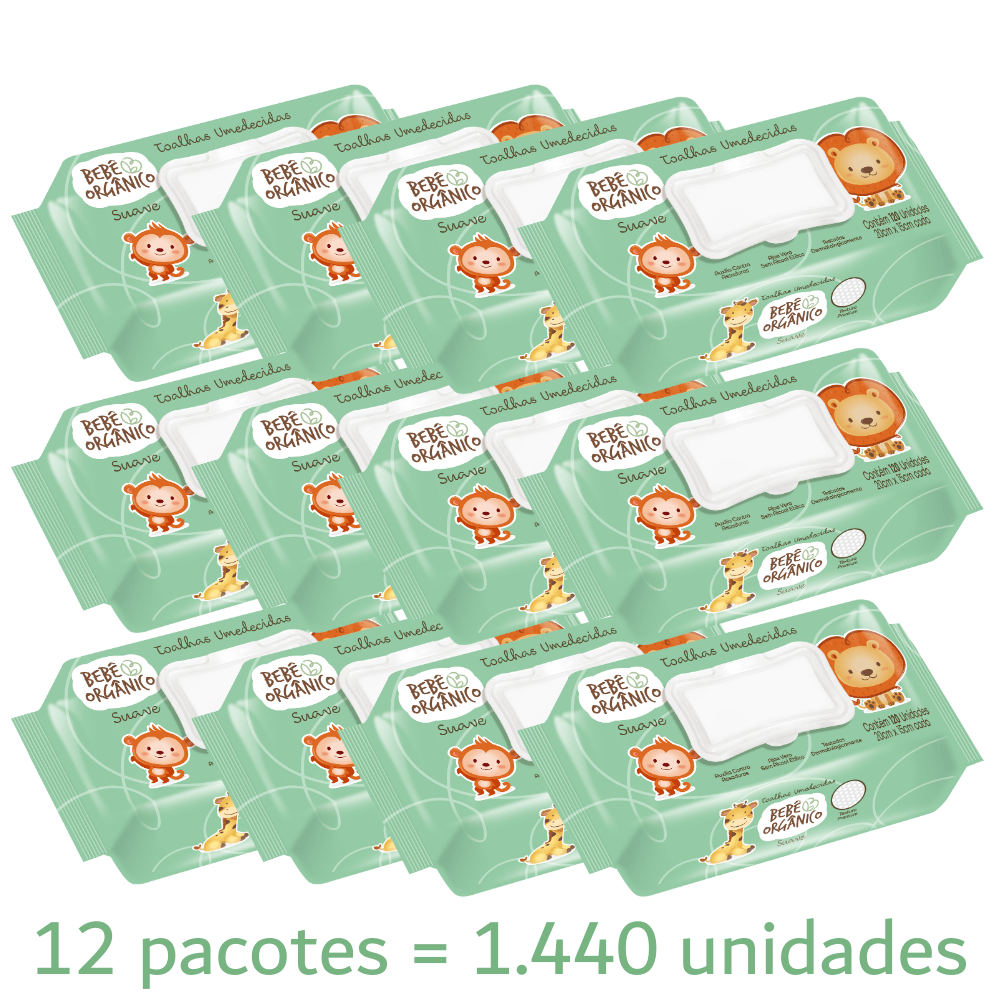 Kit 12 Toalhas Umedecidas Bebe Orgânico