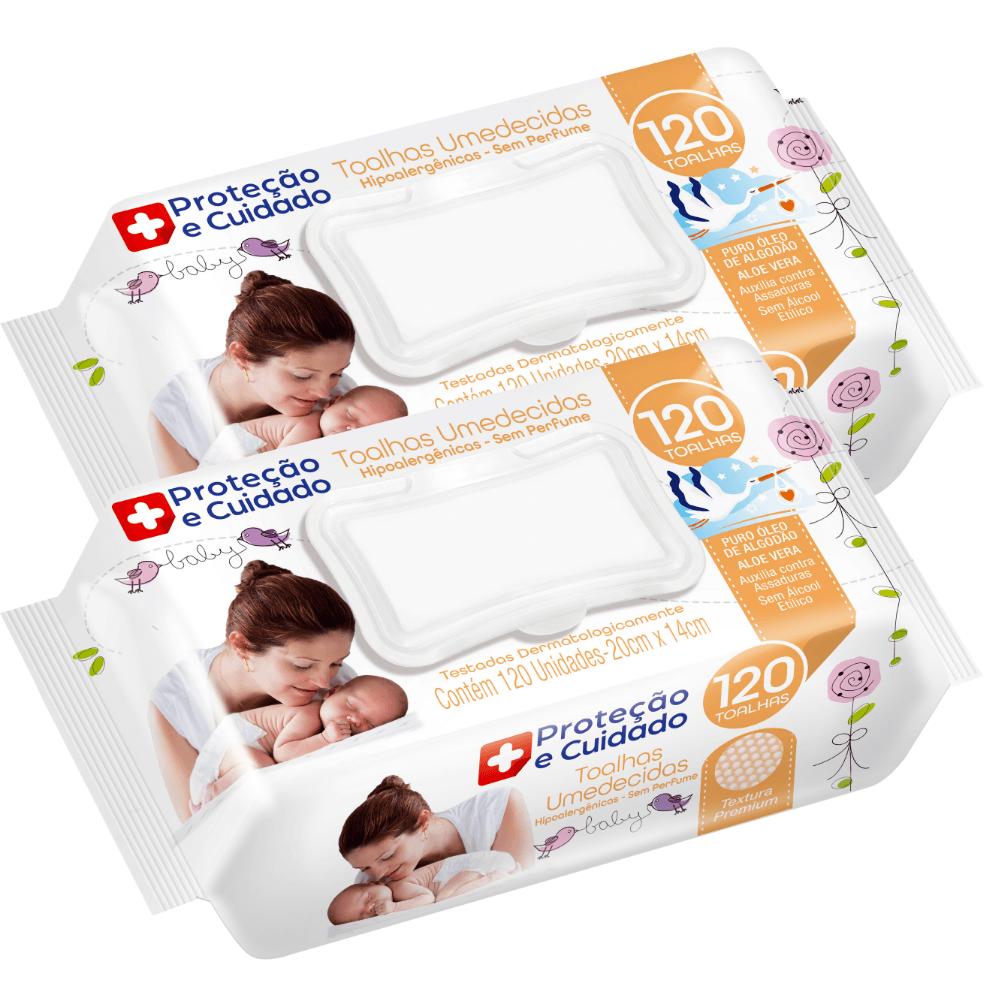 Kit 2 Toalhas Umedecida Proteção E Cuidado Hipoalergênico