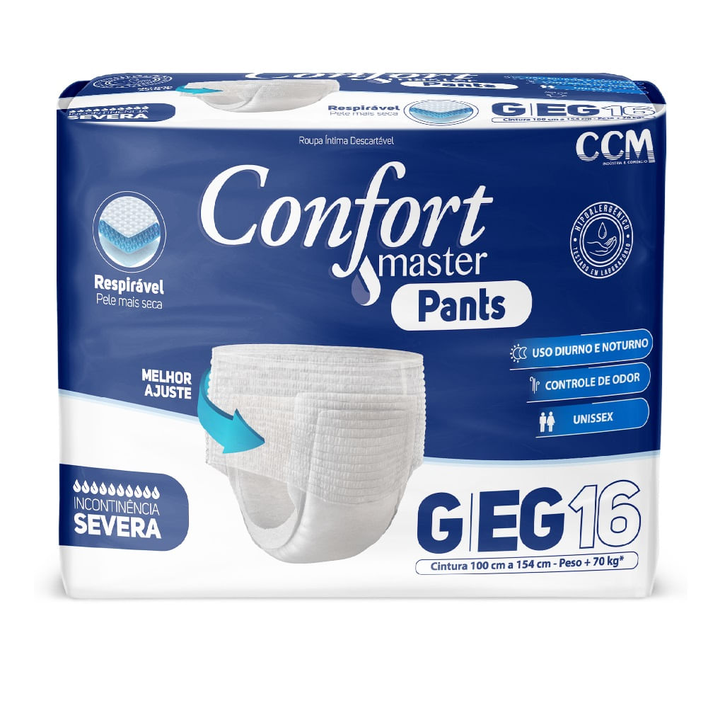 Fralda Geriátrica Confort Master Jumbo Pants Tamanho G/xg 16 Unidades