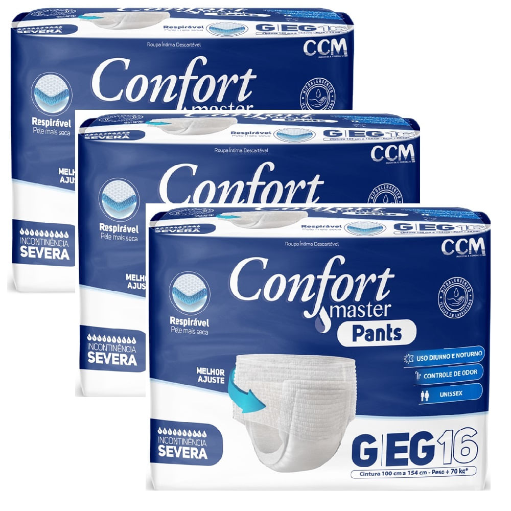 Fralda Geriátrica Confort Master Jumbo Pants Tamanho G/xg 16 Unidades