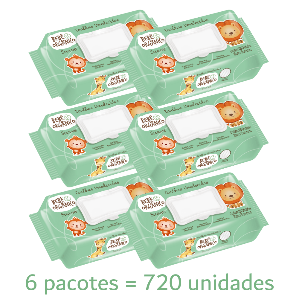 Kit 6 Toalhas Umedecidas Bebe Orgânico