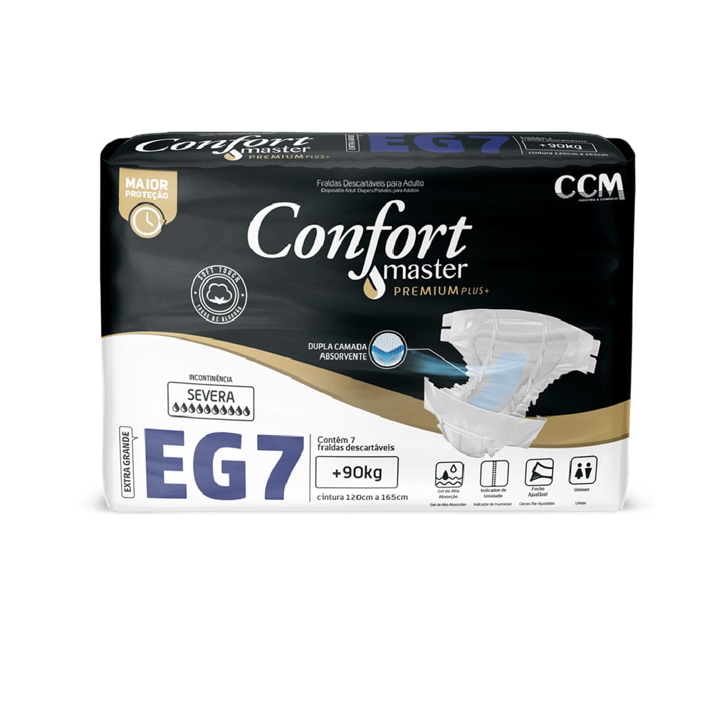 Fralda Geriátrica Confort  Premium Regular Extra Tamanho G 7 Unidades