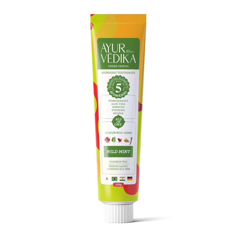 Creme Dental Ayurvédico Sem Flúor Vegano Wild Mint