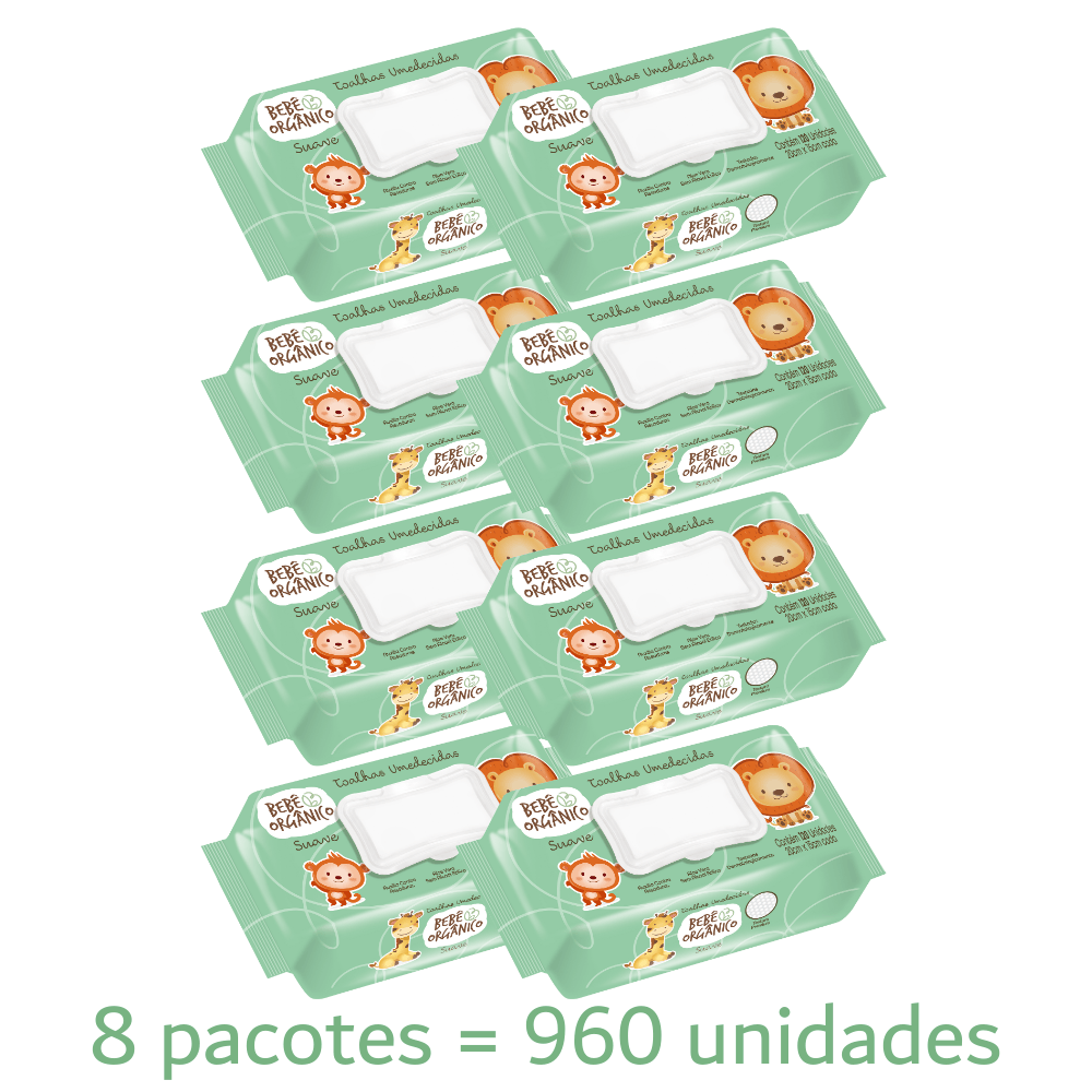Kit 8 Toalhas Umedecidas Bebe Orgânico