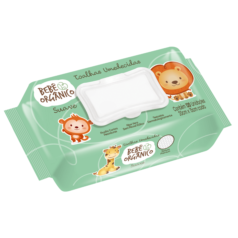 Toalhas Umedecidas Bebe Organico 120 Unidades