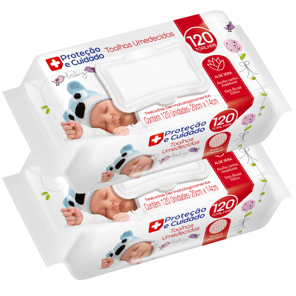 Kit 2 Toalhas Umedecida Proteção E Cuidado Com Aloe Vera