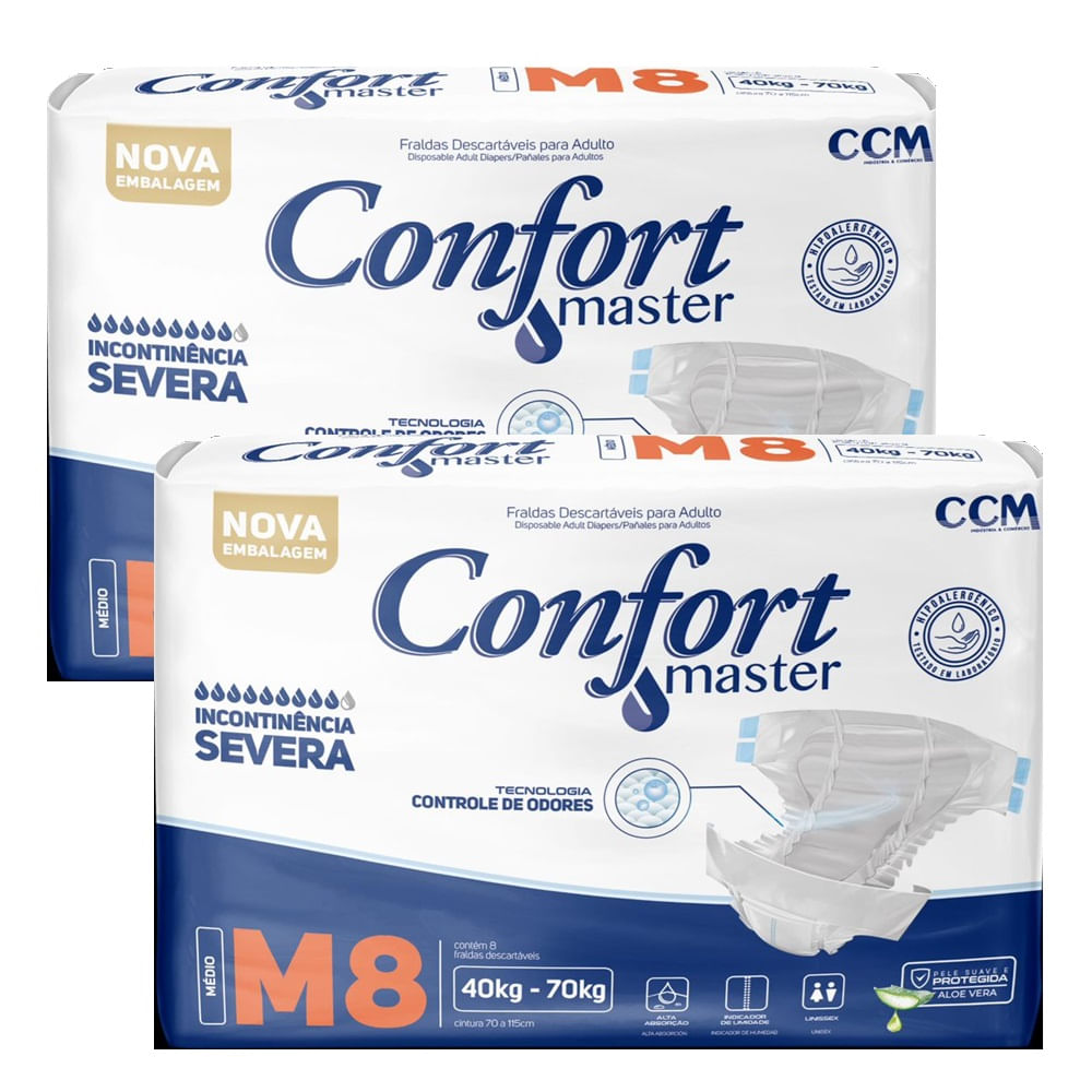 Kit 2 Fraldas Geriátricas Adultos Confort Master Regular M
