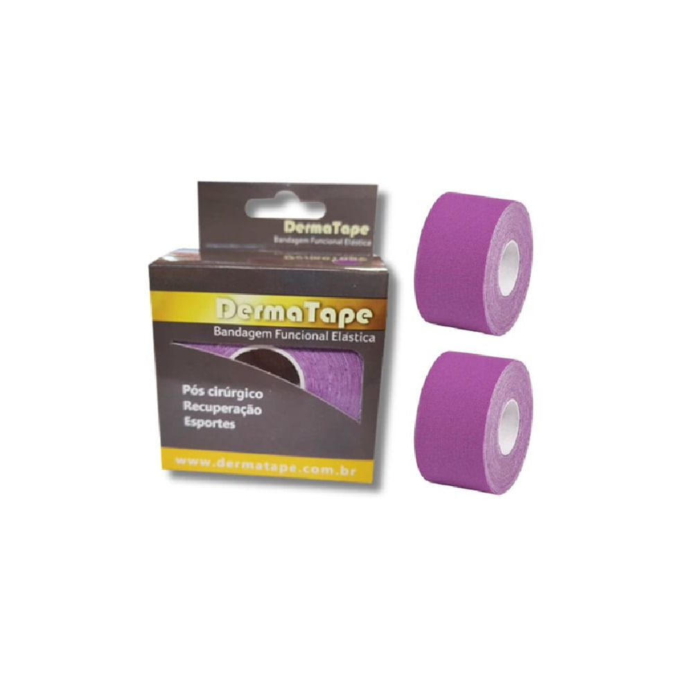 Kit 2 Bandagem Funcional Elástica Derma Tape Bioland Roxo Roxo