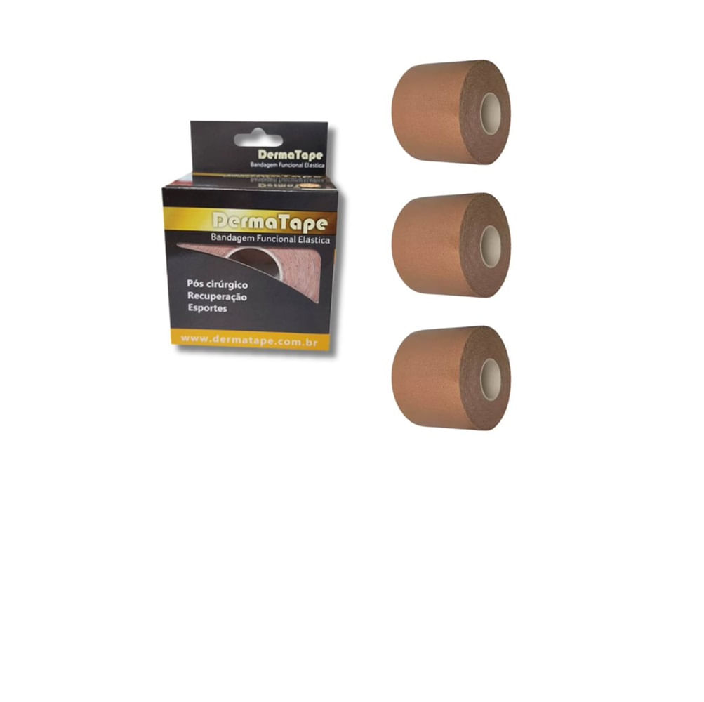 Kit 3 Bandagem Funcional Elástica Derma Tape Bioland Bege Bege