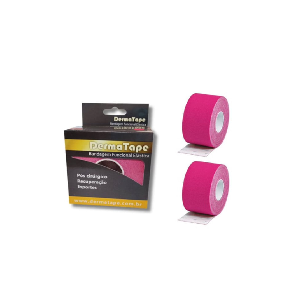 Kit 5 Bandagem Funcional Elástica Derma Tape Bioland Rosa