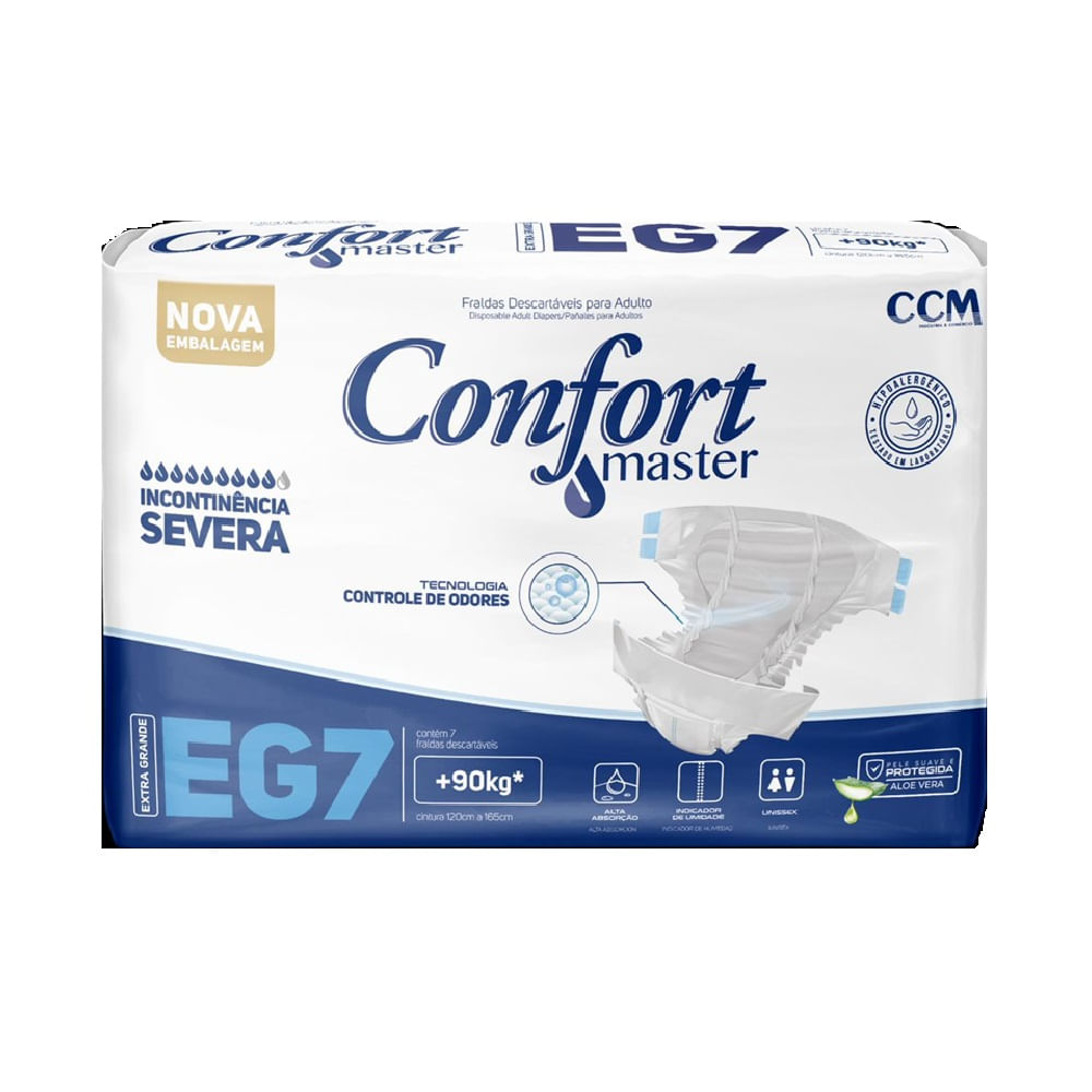 Fralda Geriátrica Confort Master Regular Extra Tamanho G 7 Unidades