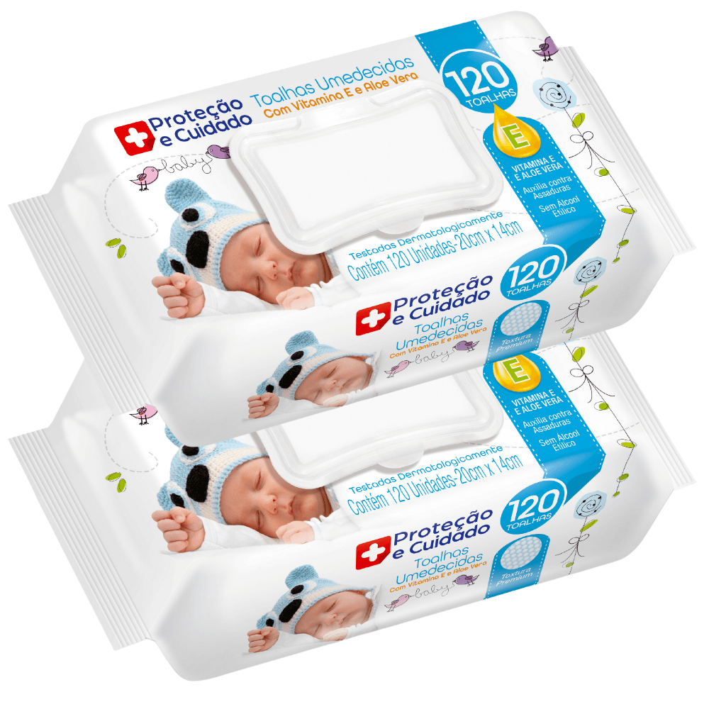 Kit 2 Toalhas Umedecida Proteção Cuidado Aloe Vera Vitaminae
