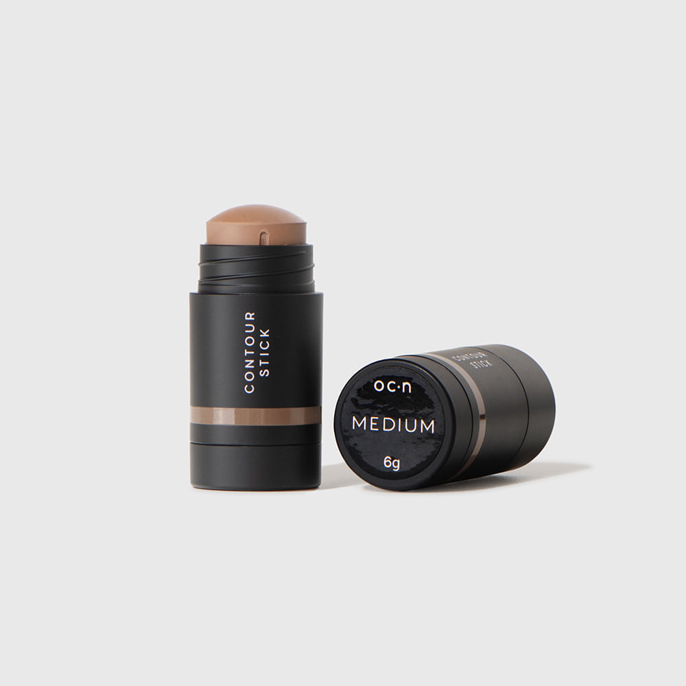 Kit Mini Blush em Bastão Coral + Mini Contorno em Bastão Marrom Médio + Mini Esponja de Maquiagem Océane Edition