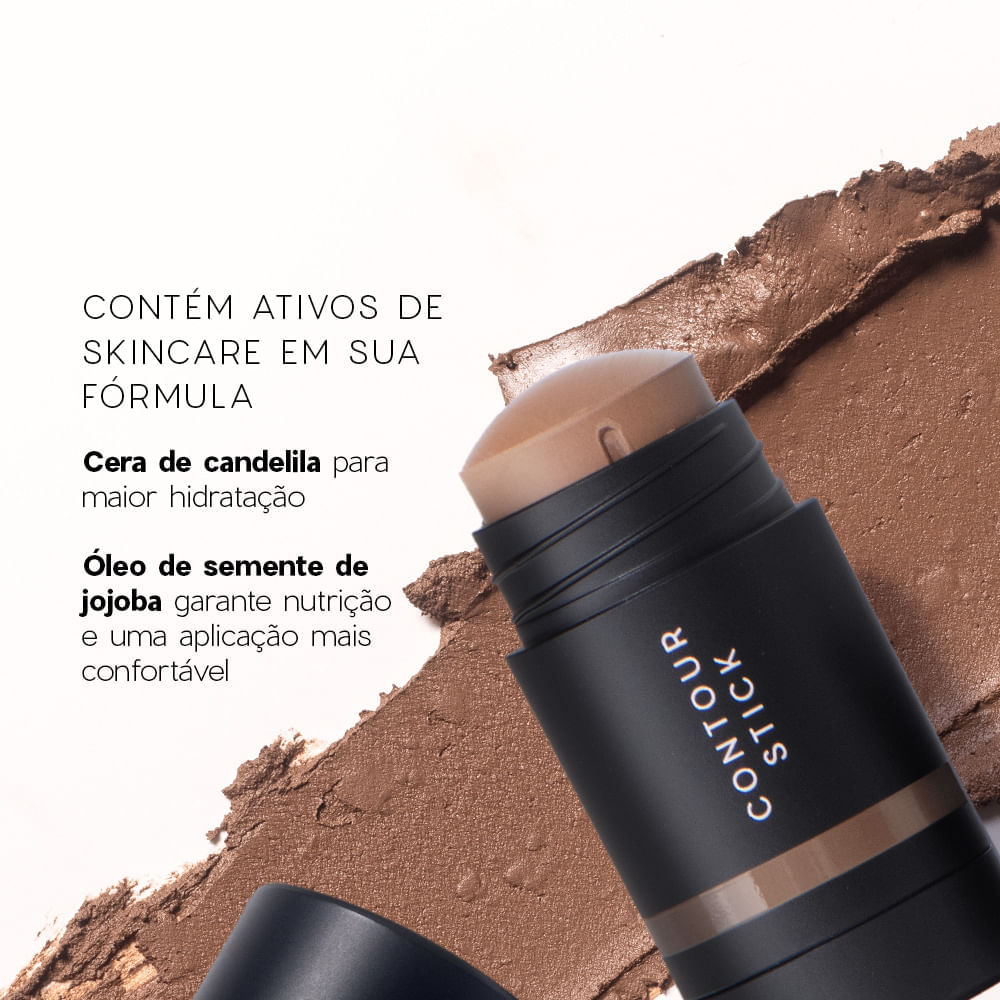 Kit Mini Blush em Bastão Coral + Mini Contorno em Bastão Marrom Médio + Mini Esponja de Maquiagem Océane Edition