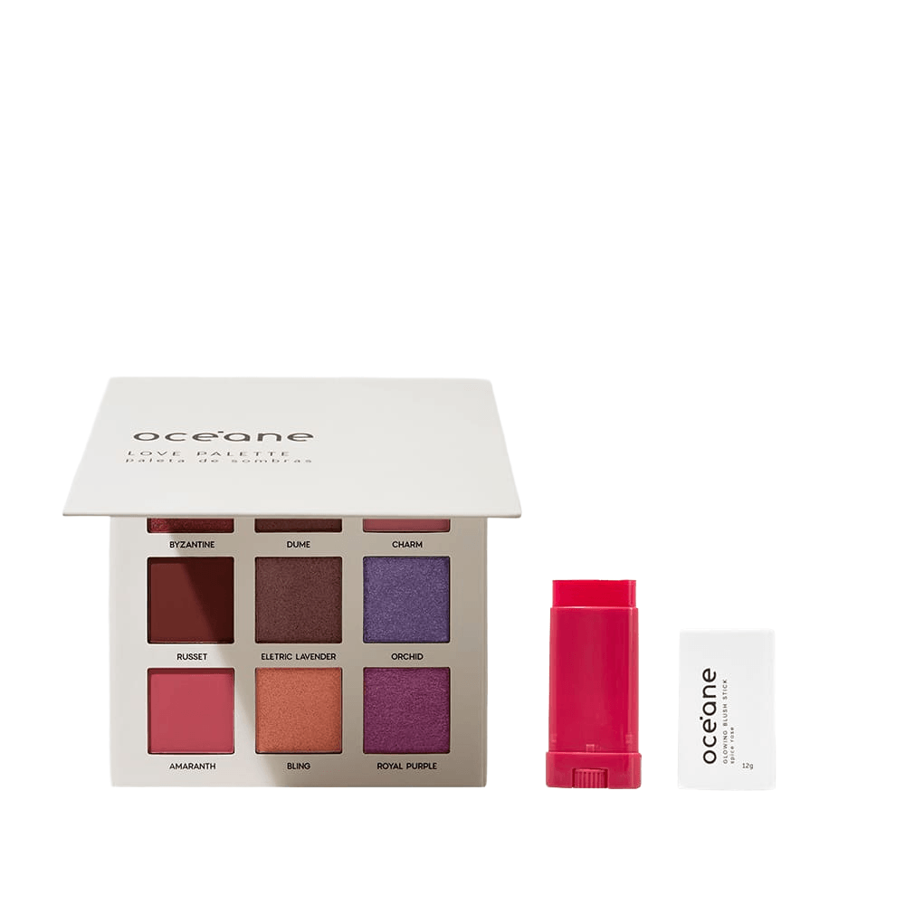 Kit Blush Em Bastão Rosa + Paleta De Sombras Love Océane Limited