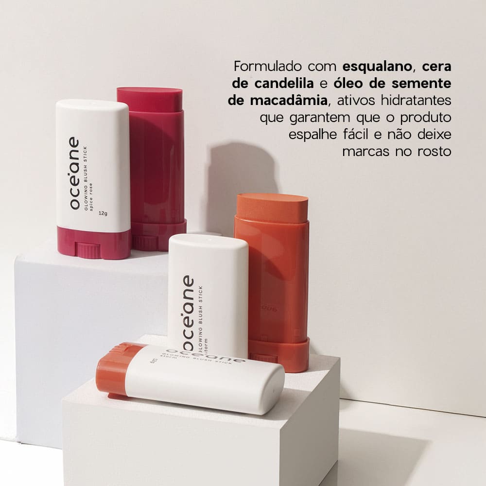 Kit Blush em Bastão Rosa + Paleta de Sombras Love Océane Limited