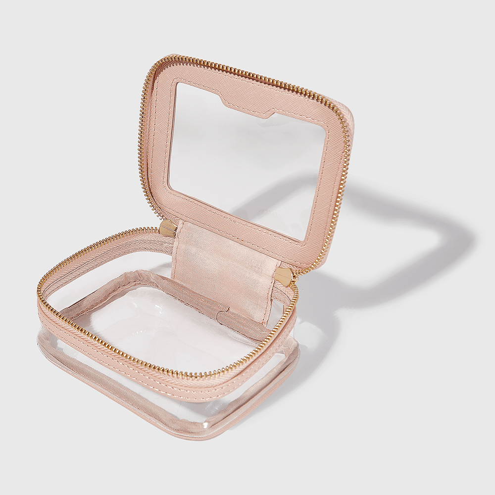 Kit Mini Pó Solto + Kit Mini Blush Cremoso Caramelo + Mini Brilho Labial + Mini Nécessaire Crystal Case Océane Edition